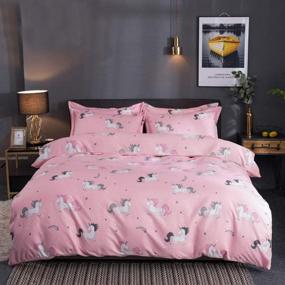img 4 attached to Unicorn Bedding Cartoon Comforter Covers
