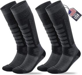 img 4 attached to 🧦 High-Quality Samsox Merino Wool Ski Socks: Over-the-Calf Snowboarding & Skiing Socks for Men & Women, Made in USA - 2 Pairs