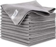 🧼 12-pack of buff microfiber cleaning cloths, 16"x16" - all-purpose towels for cleaning, dusting, polishing, scrubbing, and absorbing (gray) logo