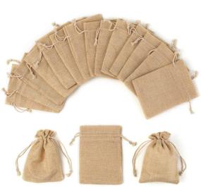 img 4 attached to Мешки из джута с завязками YUXIER - упаковка из 25 штук для вечеринки, свадьбы и подарков на детский душ