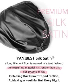 img 2 attached to 💤 YANIBEST Satin Silk Bonnet Sleep Cap - Adjustable Stay-on Slouchy Beanie Hat with Silk Lining for Nighttime Hair Care