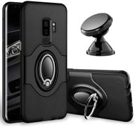 black samsung galaxy s9 plus case with esamcore ring holder kickstand and dashboard magnetic phone car mount logo