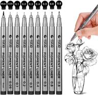 🖋️ black micro-pen fineliner ink pens: the perfect precision multiliner pens for artists - ideal for illustrations, technical drawings, sketching, manga, and scrapbooking (9 sizes/black) logo