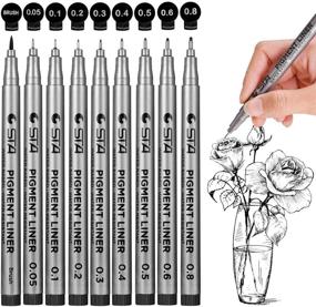 img 4 attached to 🖋️ Black Micro-Pen Fineliner Ink Pens: The Perfect Precision Multiliner Pens for Artists - Ideal for Illustrations, Technical Drawings, Sketching, Manga, and Scrapbooking (9 Sizes/Black)