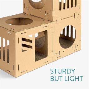 img 2 attached to Navaris Modular Cardboard Cat House: DIY Corrugated Play Tower Condo for Small Cats, Kittens, Rabbits - Configurable, 3-Cube Design