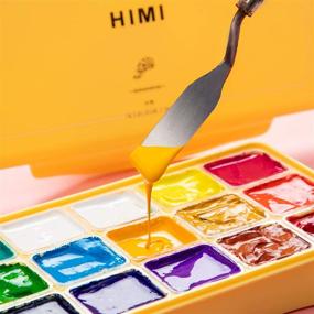 img 2 attached to 🎨 HIMI Gouache Paint Set - 18 Vibrant Colors (30ml Each) with Unique Jelly Cup Design - Non-Toxic Art and Craft Paints for Artists, Hobbyists, and Children - Perfect for Canvas Painting - Great Novelty Gift (Yellow)