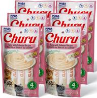 🐱 inaba churu cat treats, grain-free lickable creamy purée with vitamin e & taurine, 0.5oz each tube, 24 tubes (4 per pack), tuna with salmon recipe logo