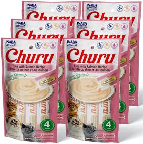 img 4 attached to 🐱 INABA Churu Cat Treats, Grain-Free Lickable Creamy Purée with Vitamin E & Taurine, 0.5oz each Tube, 24 Tubes (4 per Pack), Tuna with Salmon Recipe
