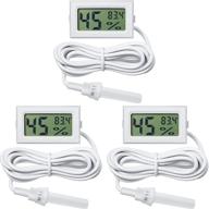 🌡️ mini digital thermometer hygrometer with probe - accurate temperature and humidity meter for indoor environments - lcd display for easy monitoring in fahrenheit - ideal for incubators, reptile enclosures, and plant terrariums - pack of 3 (white) logo