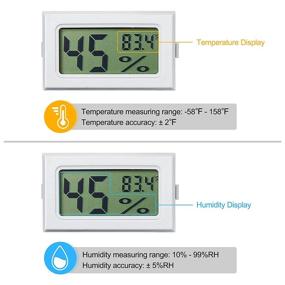 img 2 attached to 🌡️ Mini Digital Thermometer Hygrometer with Probe - Accurate Temperature and Humidity Meter for Indoor Environments - LCD Display for Easy Monitoring in Fahrenheit - Ideal for Incubators, Reptile Enclosures, and Plant Terrariums - Pack of 3 (White)