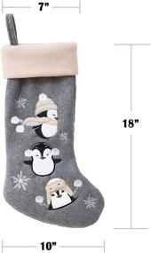 img 2 attached to 🐧 BambooMN 18" Classic Hand Embroidered Sequined Cute Animal Christmas Stocking - Penguin Design