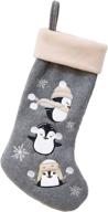🐧 bamboomn 18" classic hand embroidered sequined cute animal christmas stocking - penguin design логотип