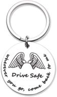 father's day gifts: drive safe keychain and key ring for dad, trucker husband, couples - engraved keychain for boyfriend, girlfriend - birthday gifts, key tags - promoting safe driving logo