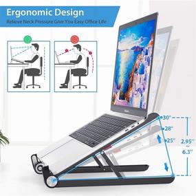 img 2 attached to 📱 Adjustable Foldable Ergonomic Laptop Holder - Portable Aluminum Stand for Elevated 10~15.6" Dell, HP, MacBook Air Pro, Lenovo, Chromebook - Ideal Laptop Stand for Desk
