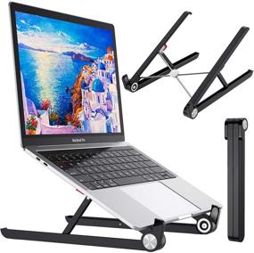 img 4 attached to 📱 Adjustable Foldable Ergonomic Laptop Holder - Portable Aluminum Stand for Elevated 10~15.6" Dell, HP, MacBook Air Pro, Lenovo, Chromebook - Ideal Laptop Stand for Desk