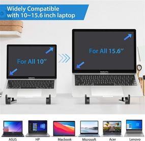 img 3 attached to 📱 Adjustable Foldable Ergonomic Laptop Holder - Portable Aluminum Stand for Elevated 10~15.6" Dell, HP, MacBook Air Pro, Lenovo, Chromebook - Ideal Laptop Stand for Desk