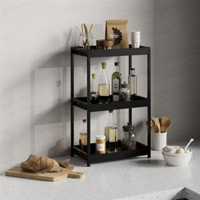 img 1 attached to 🛁 GIOPACO 3-Tier Bathroom Countertop Organizer Vanity Tray Cosmetic & Makeup Storage Kitchen Spice Rack Standing Shelf, Black" - Optimized Product Name: "GIOPACO 3-Tier Vanity Tray Organizer Bathroom Countertop Cosmetic & Makeup Storage Kitchen Spice Rack Standing Shelf, Black