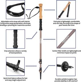 img 3 attached to 🏔️ Cascade Mountain Tech Trekking Poles: Carbon Fiber Monopod Walking/Hiking Sticks with Accessories Mount and Adjustable Quick Locks - Enhanced Performance and Durability!