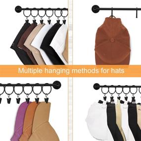 img 1 attached to 🧢 Modern Metal Wall-Mounted Hat Rack Organizer with 20 Hooks - Baseball Cap Display Holder for Closet Door Bedroom Entryway Laundry, Set of 2