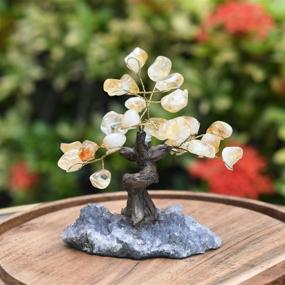 img 1 attached to 🌳 Gemspire Crystal Tree: Citrine Polished Leaves & Amethyst Rock Cluster Base - Natural Money Tree Decor - Handmade Feng Shui Chakra Tree - Artificial Bonsai Money Tree - Approx. 4.5-5.5 inches Tall