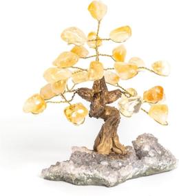 img 4 attached to 🌳 Gemspire Crystal Tree: Citrine Polished Leaves & Amethyst Rock Cluster Base - Natural Money Tree Decor - Handmade Feng Shui Chakra Tree - Artificial Bonsai Money Tree - Approx. 4.5-5.5 inches Tall