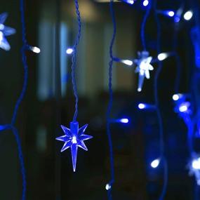 img 3 attached to 🌟 Twinkle Star Icicle Lights with Bethlehem Star - White & Blue Outdoor Dripping Christmas Light Decoration for Hanukkah, Xmas, Wedding Party Decor - 150LED, 8 Modes, 30 Drops, White Wire Curtain Lights
