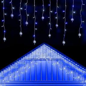 img 4 attached to 🌟 Twinkle Star Icicle Lights with Bethlehem Star - White & Blue Outdoor Dripping Christmas Light Decoration for Hanukkah, Xmas, Wedding Party Decor - 150LED, 8 Modes, 30 Drops, White Wire Curtain Lights