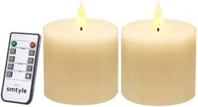 img 4 attached to 🕯️ Enhance Ambiance with Smtyle 3x3 inch Flameless Battery Operated Flickering Candles - Set of 2 with Timer, Perfect for Home Decoration, Birthdays, and Gardens