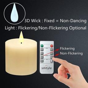 img 2 attached to 🕯️ Enhance Ambiance with Smtyle 3x3 inch Flameless Battery Operated Flickering Candles - Set of 2 with Timer, Perfect for Home Decoration, Birthdays, and Gardens