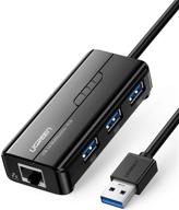 🔌 ugreen usb 3.0 hub ethernet adapter 10 100 1000 gigabit network converter with 3 usb ports - compatibility for nintendo switch, windows, macbook, chromebook and more logo