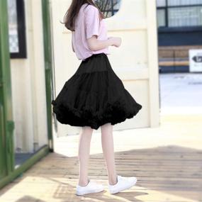 img 1 attached to 👗 Elastic Waist Chiffon Petticoat Puffy Tutu Tulle Skirt for Women, Princess Ballet Dance Pettiskirts Underskirt