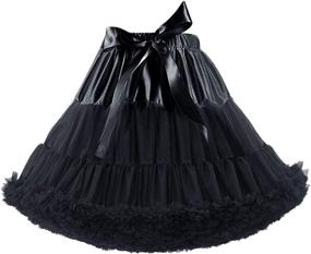 img 4 attached to 👗 Elastic Waist Chiffon Petticoat Puffy Tutu Tulle Skirt for Women, Princess Ballet Dance Pettiskirts Underskirt