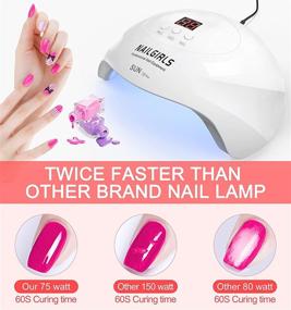 img 1 attached to Профессиональная салонная сушка для ногтей: NAILGIRLS 75W УФ-светодиодная лампа для быстрого затвердевания геля для ногтей с умным сенсором и 3 настройками таймера - идеально для маникюра и педикюра.