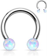 amelia fashion14 gauge opal circular barbell/horseshoe nose ring: stylish and hygienic 316l surgical stainless steel option logo