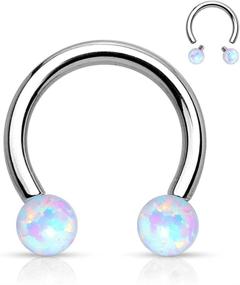 img 2 attached to Amelia Fashion14 Gauge Opal Circular Barbell/Horseshoe Nose Ring: Stylish and Hygienic 316L Surgical Stainless Steel Option