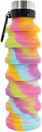 🌈 bpa-free, 18 oz collapsible silicone bottle with carabiner - rainbow sherbert by iscream логотип