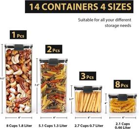 img 3 attached to 14-Piece BPA-Free Plastic Food Storage Container Set with Airtight Easy Lock Lids - Ideal for Kitchen and Pantry Organization, Cereal Containers