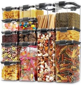 img 4 attached to 14-Piece BPA-Free Plastic Food Storage Container Set with Airtight Easy Lock Lids - Ideal for Kitchen and Pantry Organization, Cereal Containers