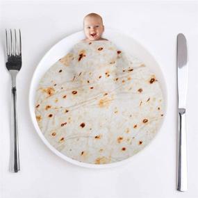 img 2 attached to 🌯 49 Inch Burrito Tortilla Blanket for Babies and Kids, Giant Realistic Food Throw Blanket, Soft Flannel, Round, Funny Gift - Outivity