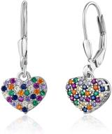 sterling silver heart leverback dangle earrings in vibrant shades for girls logo