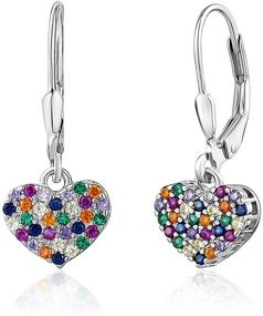 img 4 attached to Sterling Silver Heart Leverback Dangle Earrings in Vibrant Shades for Girls