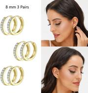 💎 925 sterling silver hoop earrings for women and girls - small/cubic zirconia hoop earrings set - cartilage earring hoops for women, men, and girls - 3 pairs of 8.2mm silver hoops logo