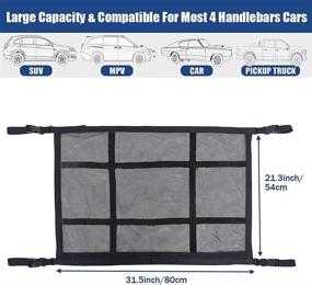 img 4 attached to Улучшенная сетчатая сетка для багажного отделения автомобиля, сумка для хранения для пикника на внедорожнике, двухслойный органайзер для хранения на крыше автомобиля для палатки, одежды, игрушек, мелочей - удобные аксессуары для внедорожников