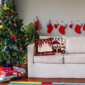 img 1 attached to 🎄 Cozy Christmas Pillow Covers (Set of 4) - 20"x20", Merry Christmas Decorative Pillows with Invisible Zipper for Winter Couch Décor