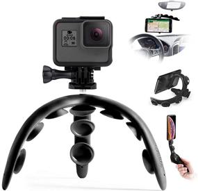 img 4 attached to 📸 Tenikle 2 Black (Travel): Flexible Tripod with Suction Cups for iPhone, Android, GoPro and More – Multi-Use Bendable Phone Stand, Camera Mount, Tablet Holder, Car Mount, Selfie Stick