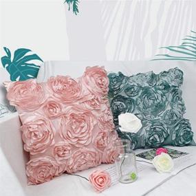 img 1 attached to 🌹 Set of 2, SeptCity Romantic Love Satin Rose Decorative Throw Pillow Covers for Couch Cushion Case, Perfect Wedding Party Home Decor and Gift - Pink