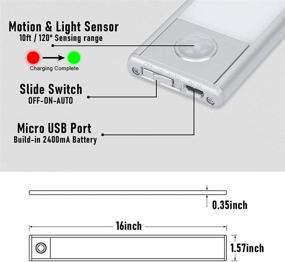 img 1 attached to 💡 Подсветка шкафа с детектором движения на аккумуляторе и светодиодами (70 штук) - беспроводная подсветка для гардероба, спальни, кухни, коридора - единое решение для равномерного освещения