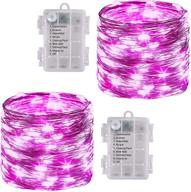 🎄 illuminew 2 pack christmas outdoor string lights: 8 modes twinkle, waterproof, battery operated fairy lights – pink, ideal for garden, patio, bedroom, party, xmas decoration логотип