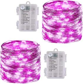 img 4 attached to 🎄 Illuminew 2 Pack Christmas Outdoor String Lights: 8 Modes Twinkle, Waterproof, Battery Operated Fairy Lights – Pink, Ideal for Garden, Patio, Bedroom, Party, Xmas Decoration