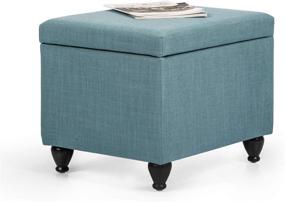 img 2 attached to 💙 Furnistar Modern Design Fabric Rectangular Storage Ottoman Foot Rest Stool, Blue - Stylish and Functional Furniture Solution